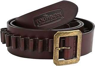 TOURBON Adjustable Leather Bandolier Pistol Cartridge Belt for 44/45 (52-inch Long)