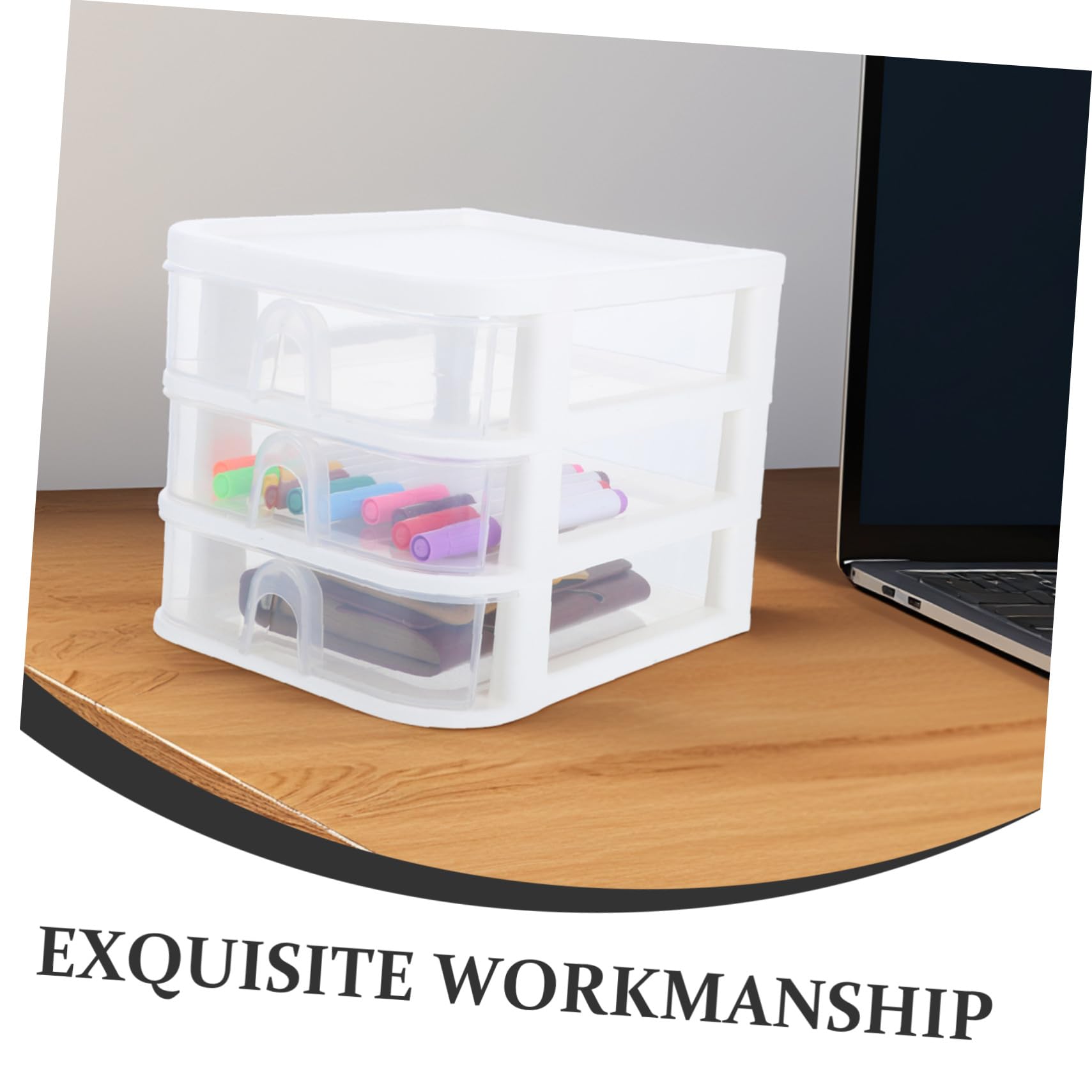 Organizador Escritorio Transparente con Cajones Deslizantes Caja Almacenamiento Plástico para Oficina Organizador Compacto para Objetos Almacenamiento Ordenado Fácil
