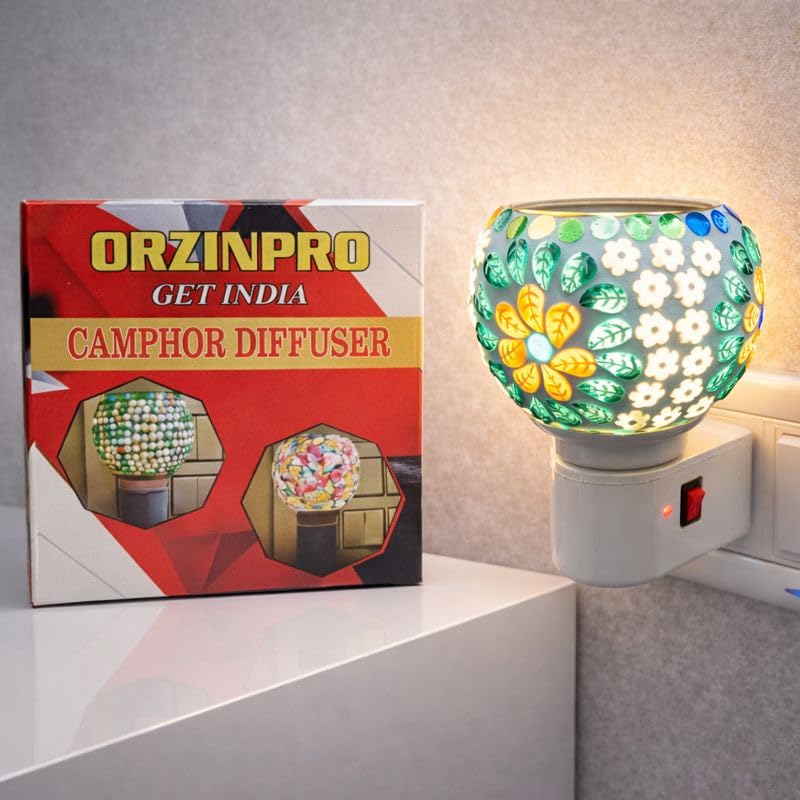 Image of Electric Kapoor Dani with Auto Cut-Off | Smokeless Camphor Burner with Night Lamp | Glass Aroma Diffuser for Home, Mandir & Pooja Room | Loban Dhoop Dani | Spiritual Fragrance & Meditation Decor