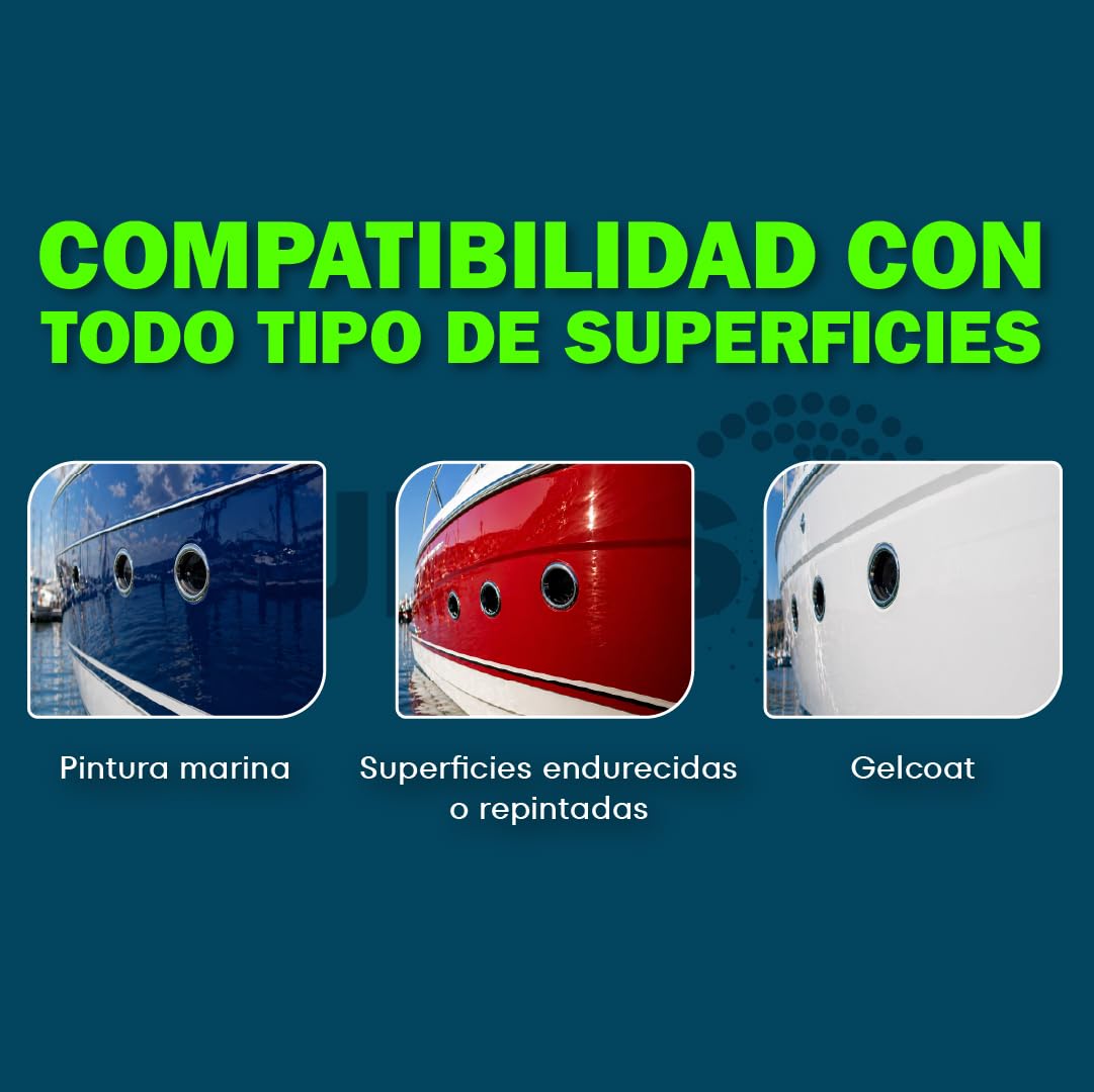 Pulimento nautico corte rapido gelcoat eliminador de oxido metal quita oxido abrillantador barco para pulidora restaurador pintura nautica cascos cubiertas kit botella 1L + pad 180mm | GUBOSA