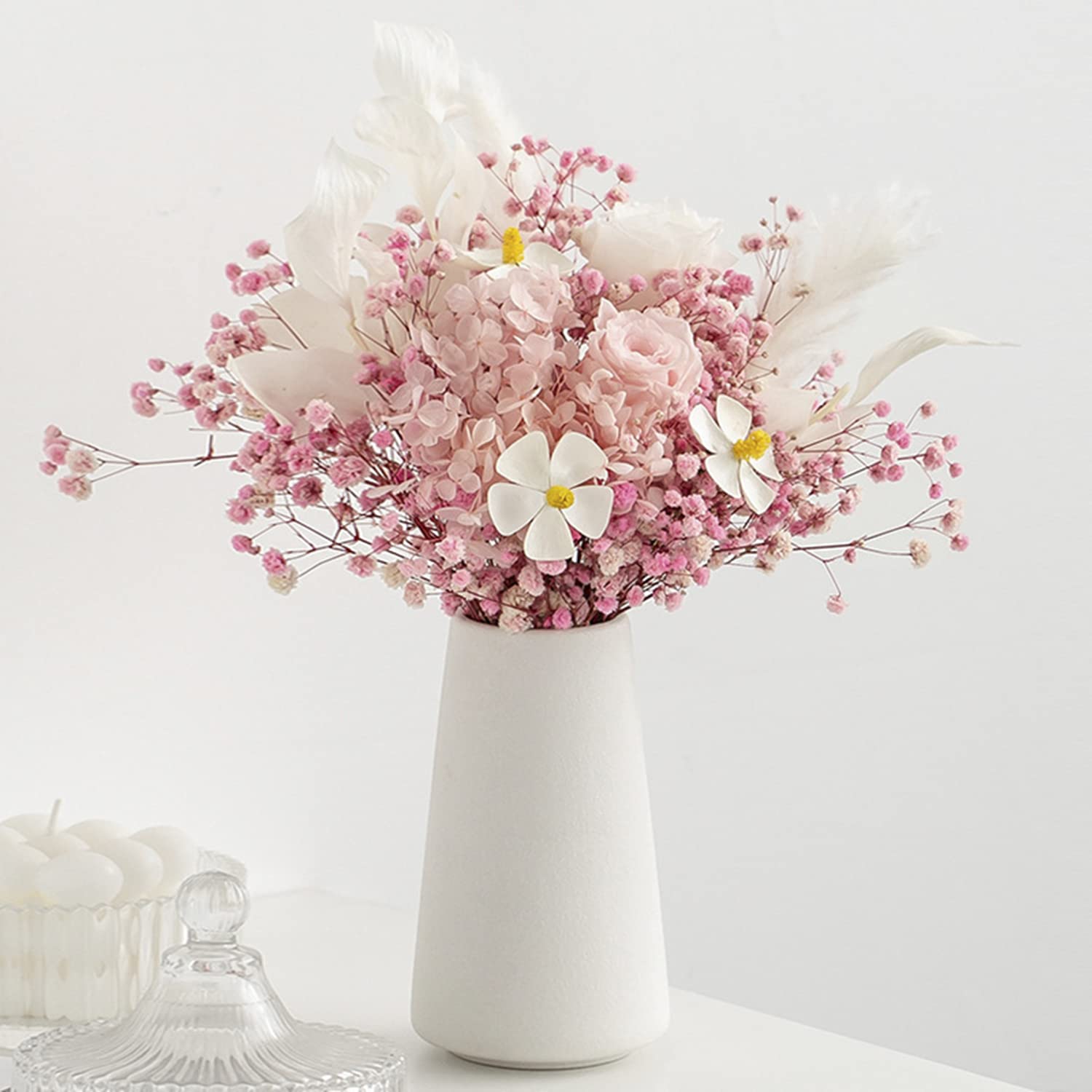 jarrones de Ceramica - Flor Florero Minimalismo Estilo jarrón Sencillo, Elegante Florero para Manto de Chimenea, Chimenea, Mesa, Sala de Estar, Decoración hogareña