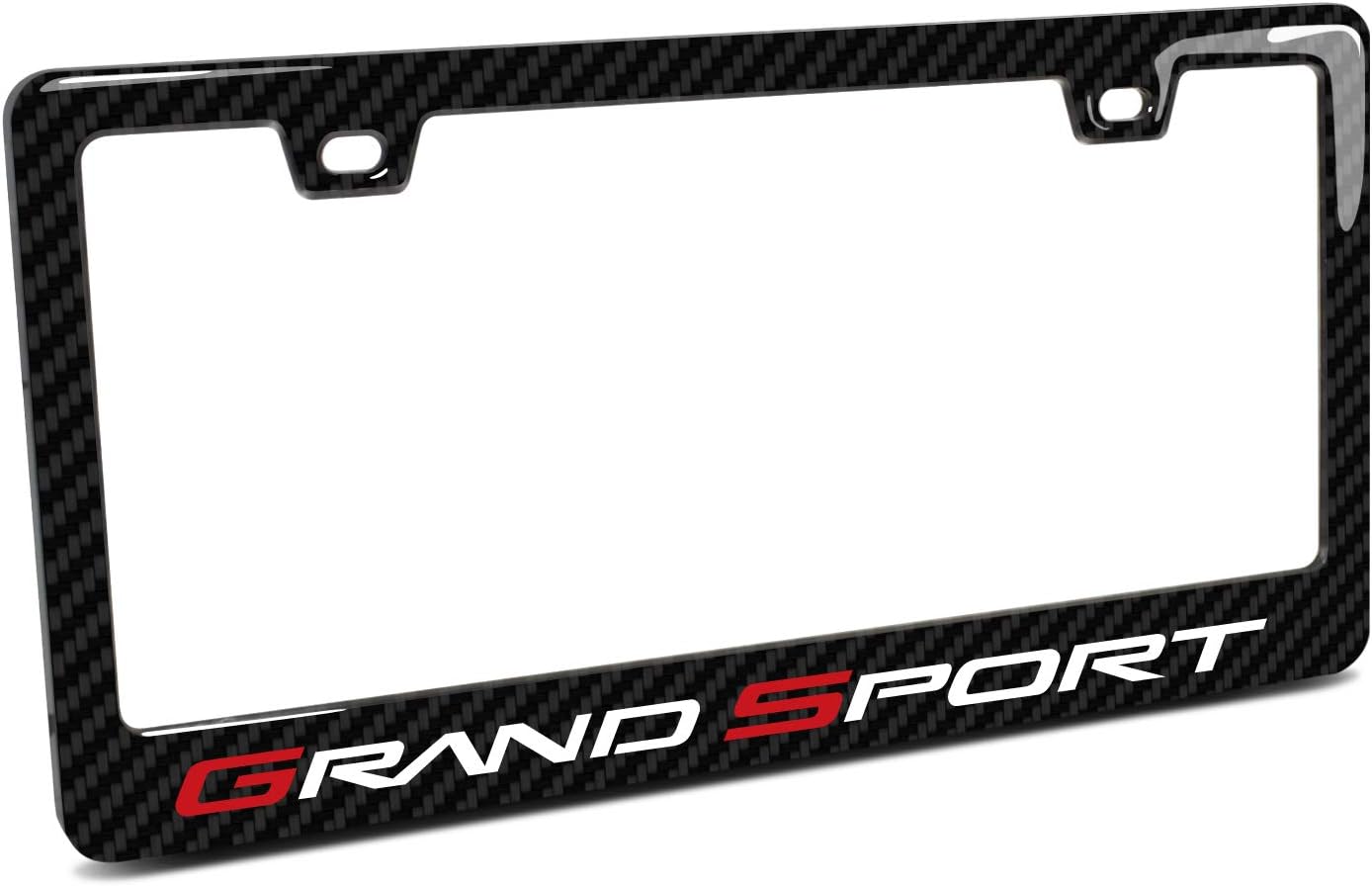 iPick Image for Corvette C6 Grand Sport in 3D on Real Carbon Fiber ABS Plastic License Plate Frame is Official Licensed