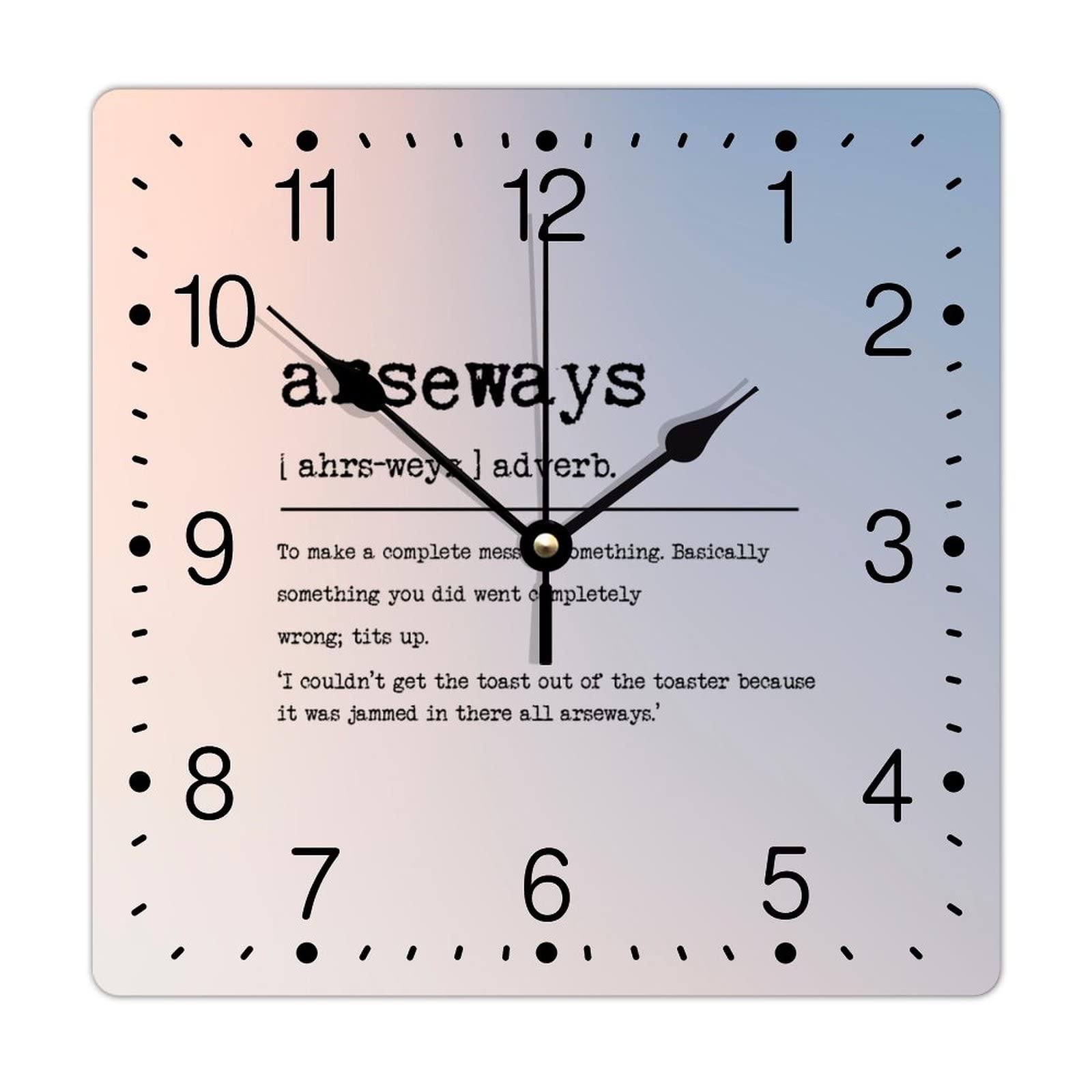 Horloge murale en PVC silencieuse carrée 30 cm sans cadre pour maison