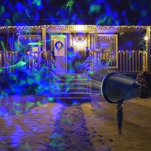 Miniatura 7 de Proyector láser de luces de Halloween, Rusoso al aire libre, Navidad, proyector LED de ondas oceánicas con 10 efectos de color, efecto impermeable