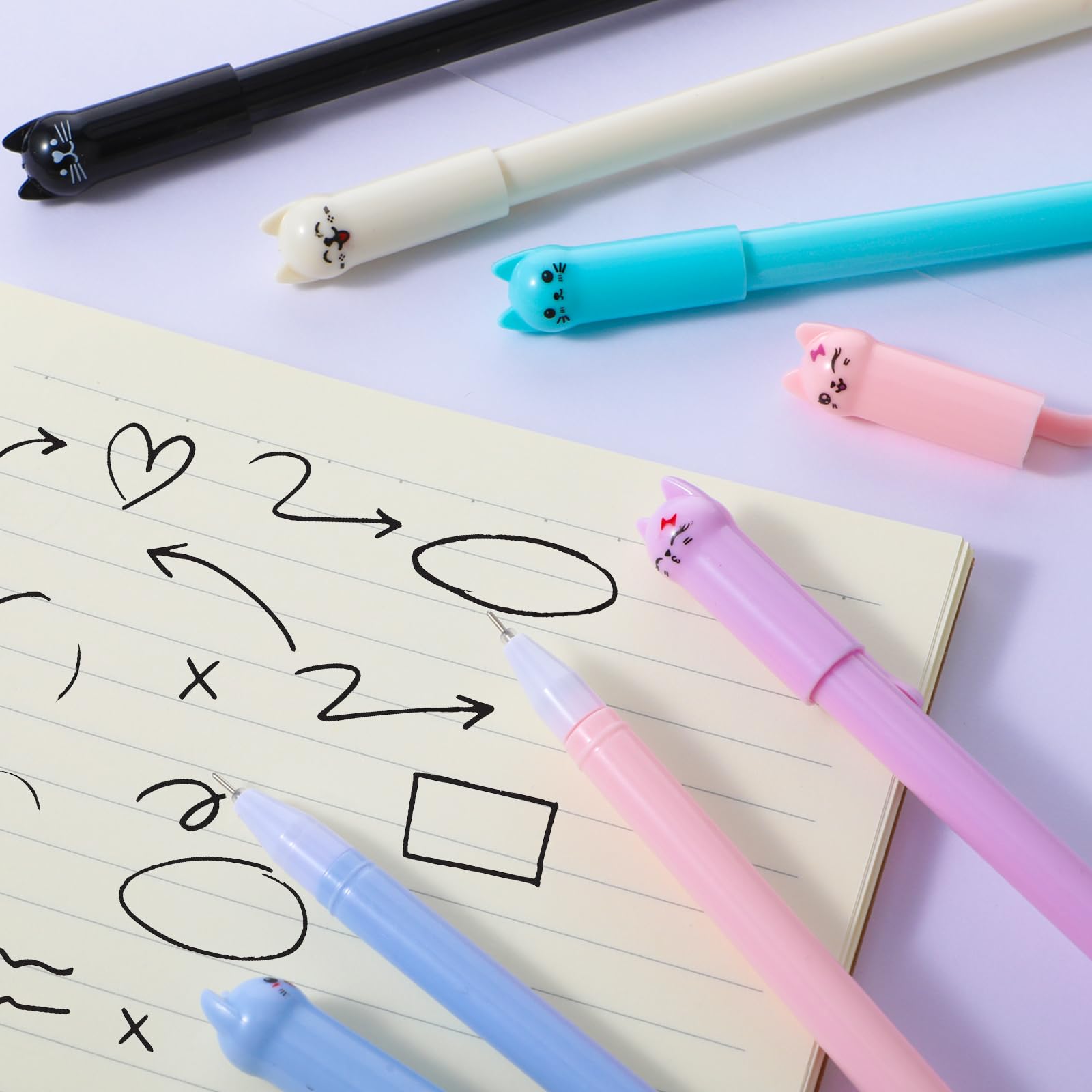 Teaaha 6 Penne A Forma Di Gatto – Set Di Penne Gel Colorate, Kawaii, 0,8 Mm, Per Scuola E Ufficio, Regalo Simpatico - 5