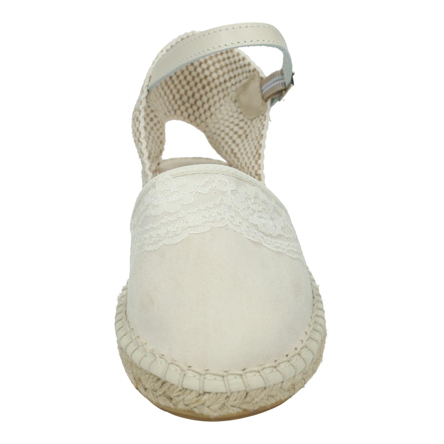 233 Esparteñas de Piel en Color Beige para niñas, esparteñas de comunión Hechas en España, con Encajes al Frente NIÑA Zapato COMUNIÓN