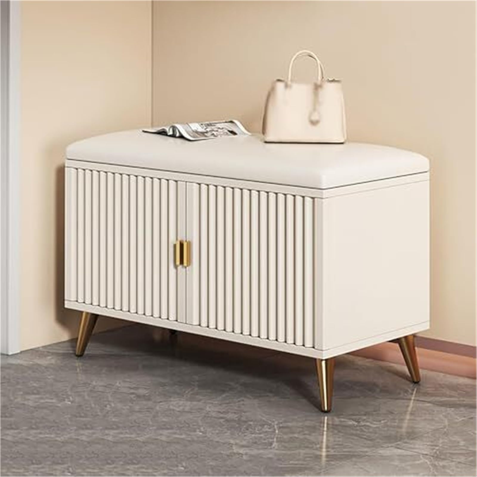GHFXSCV Wooden Shoe Rack with Seat – Entryway Shoe Cabinet and Storage nizer for Bedroom, Hallway, Living Room, and Dormitory