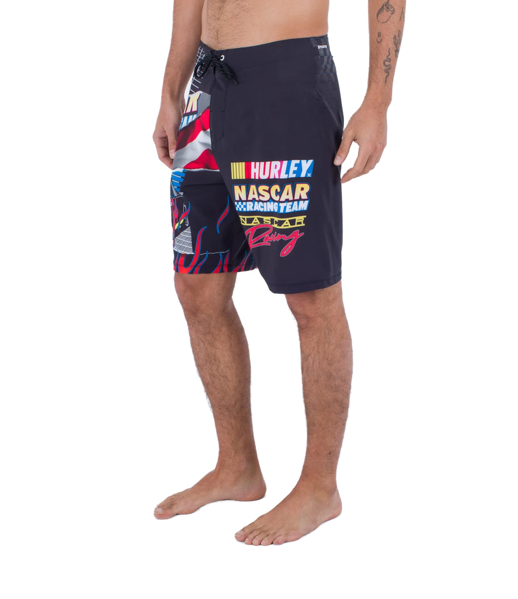 Hurley babylegs Division Men's Phantom-eco Nascar Racing 20' Swimsuit, Black, 9-Aug