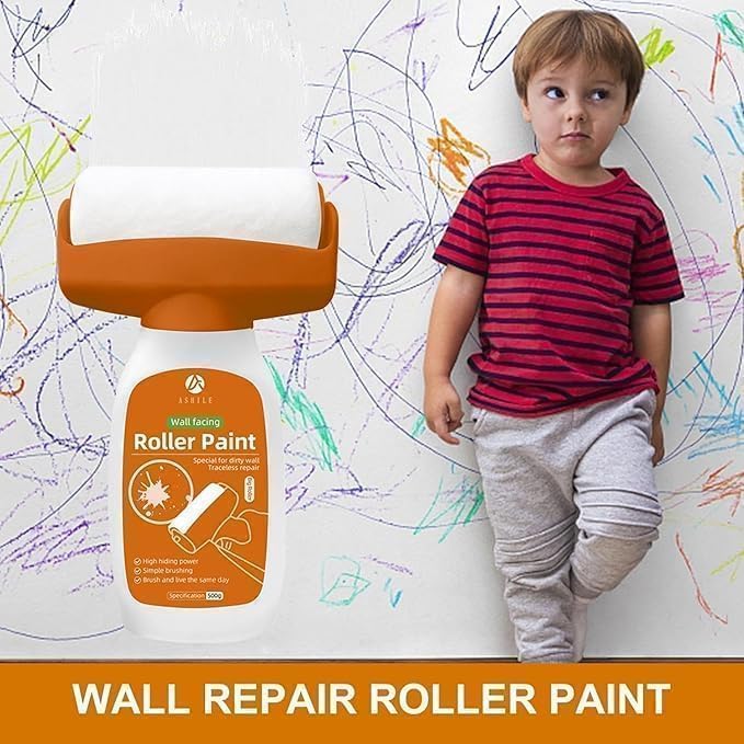 Image of Wall Repair Paint Roller - Multipurpose Household DIY Renovation Tool for Water-Based Latex Paint | Seamless Crack Repair Roller for Walls | Ceilings - Easy to Use Cleaning | Paint Tool ((Pack of 1))