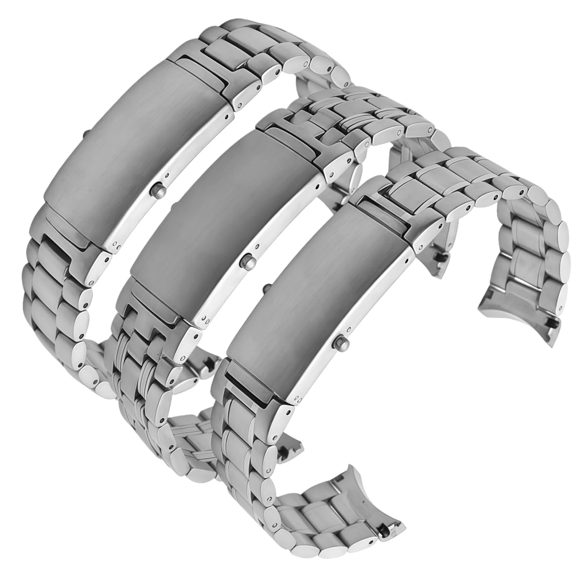 Bransoleta Stal Nierdzewna Zakrzywiona, Pasek Metalowy Zapięcie Frezowane 20mm 22mm, Masywny Zamiennik dla Omega Seamaster-C 22mm
