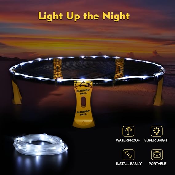 Roundnet Game Set with 3 Balls and Strip Light (ONLY for Pro Kit) - Roundnet Game for Outdoor Indoor Lawn Beach Backyard and Park