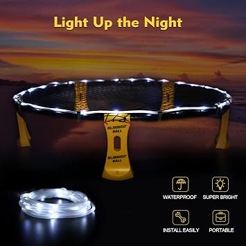 Roundnet Game Set with 3 Balls and Strip Light (ONLY for Pro Kit) - Roundnet Game for Outdoor Indoor Lawn Beach Backyard and Park
