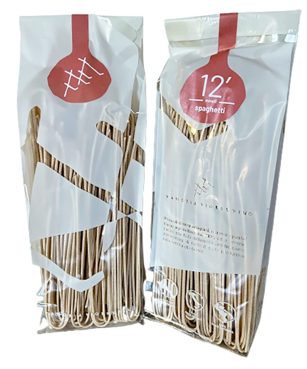 Pasta seca Spaghetti hecha a mano con sémola de trigo duro BIO, 8 x 500 g, variedad S. Cappelli, molida a la piedra, pasta italiana trefilada en bronce, secado min.48h