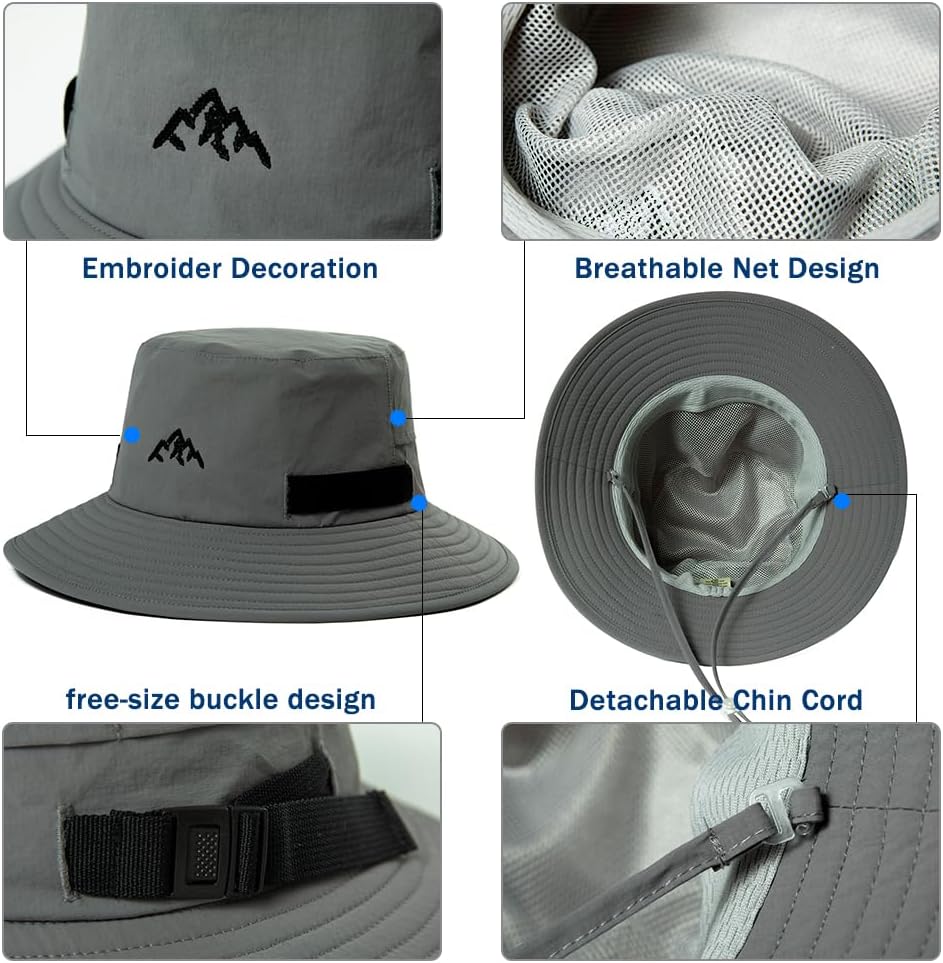 TOP-EX L/XL/XXL UV50+ Waterproof Bucket Sun Hat for Fishing Golf Hiking All-Weather Outdoor Rain Hat Stiff Brim - Image 4