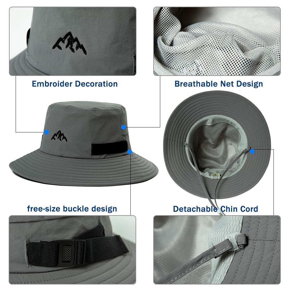Comhats Wodoodporne czapki przeciwdeszczowe typu bucket dla mężczyzn i kobiet, czapka outdoorowa na każdą pogodę, do chodzenia, golfa, safari, wędkowania, wędrówek, regulowana, pakowalna,