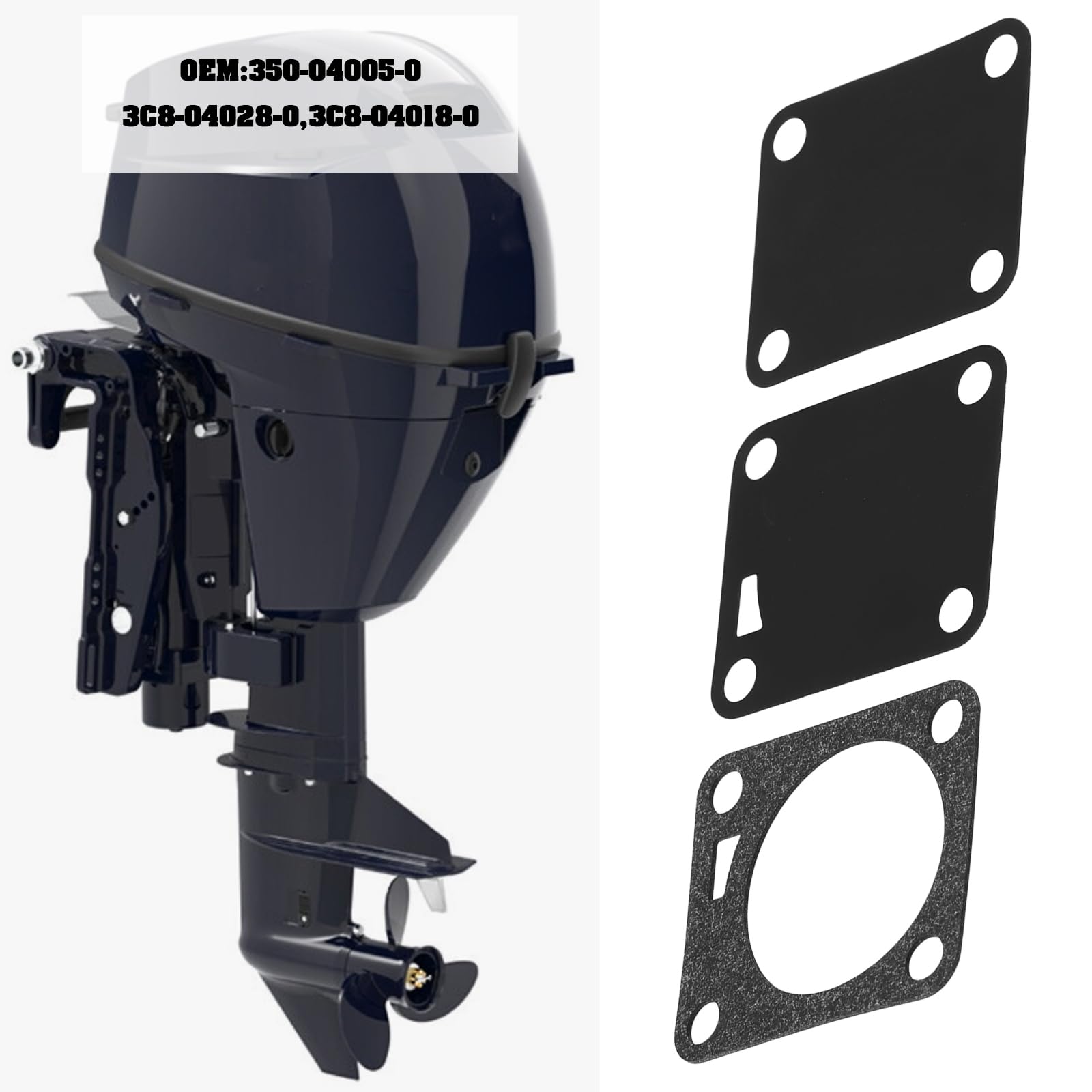 3 juntas de diafragmas de bomba de combustible fueraborda de 2 tiempos 350-04005-0 compatibles con Tohatsu 9.9HP-50HP