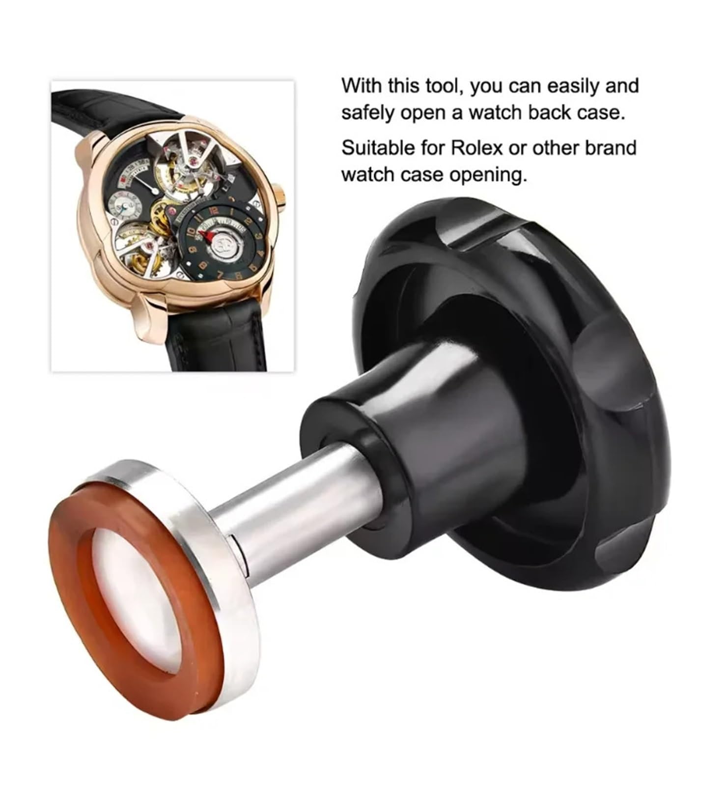 Abridor de Caja Reloj, Herramienta reparación Troqueles succión Silicona, abridor Cubierta Trasera Apto for Relojes para Abrir Tapa Trasera de Reloj