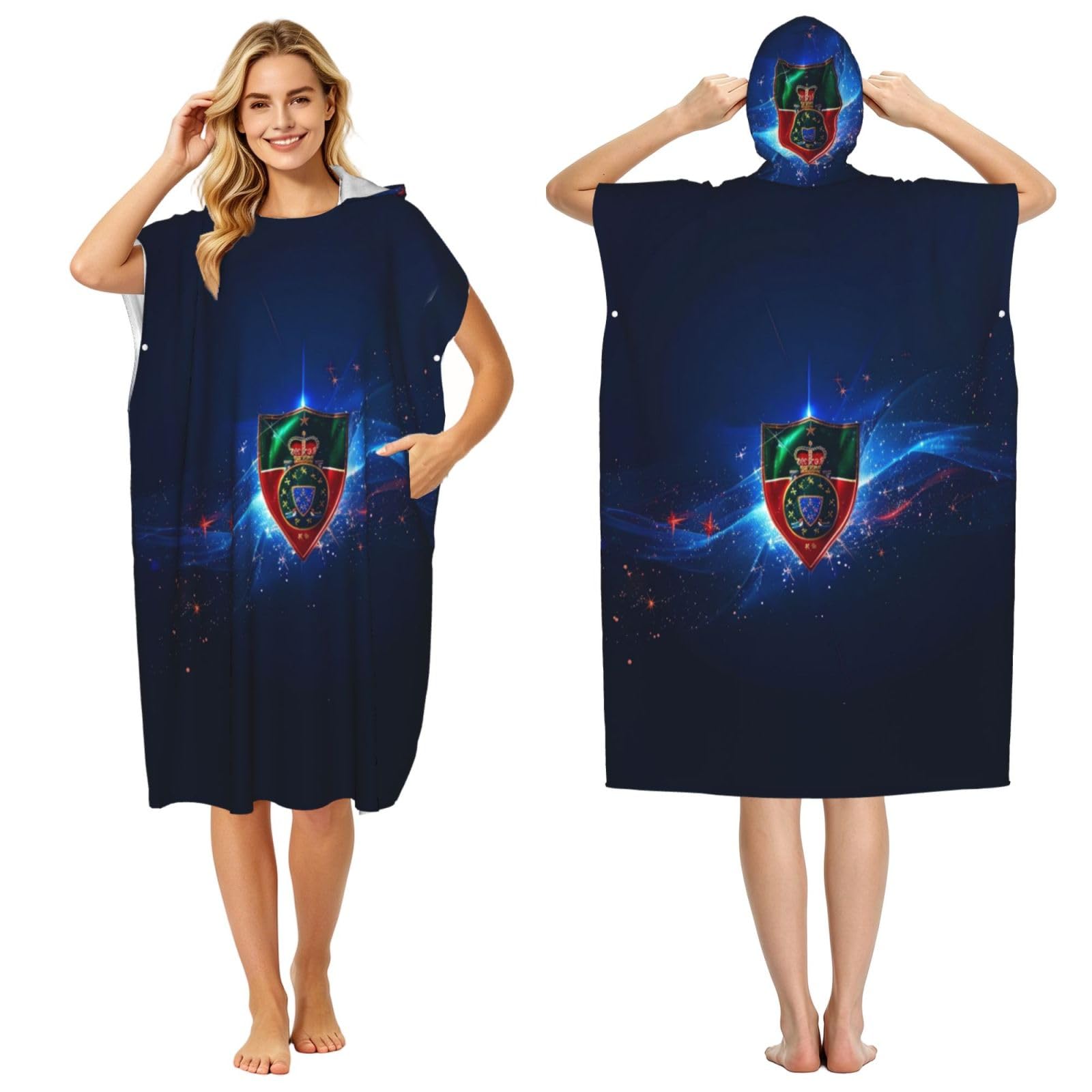 DTHKJNLSF Portugal Flag Adult Hooded Beach Poncho Towel