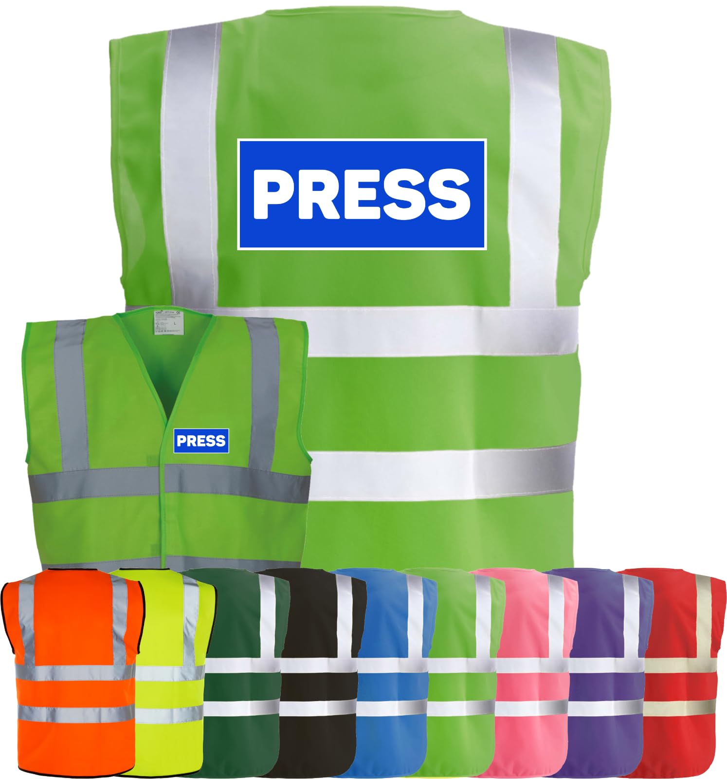 Corporate Togs PRESS Printed Hi-Vis Waistcoat - Fastening Vest, High Visibility, Fully EN471 Health, Protective Safety Wear | Safety Apparel