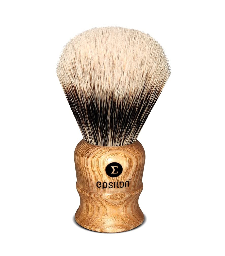 Epsilon Pennello da Barba con Due Fasce in Legno da 26/55 mm, Unico, Standard