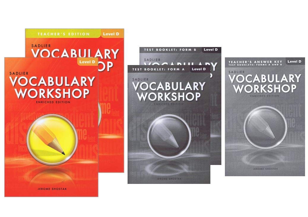 (F0097S) Vocabulary Workshop Enriched Edition Student Book + Teacher's Edition + Test Booklet Form A&B + Answer key Level D - Grade 9