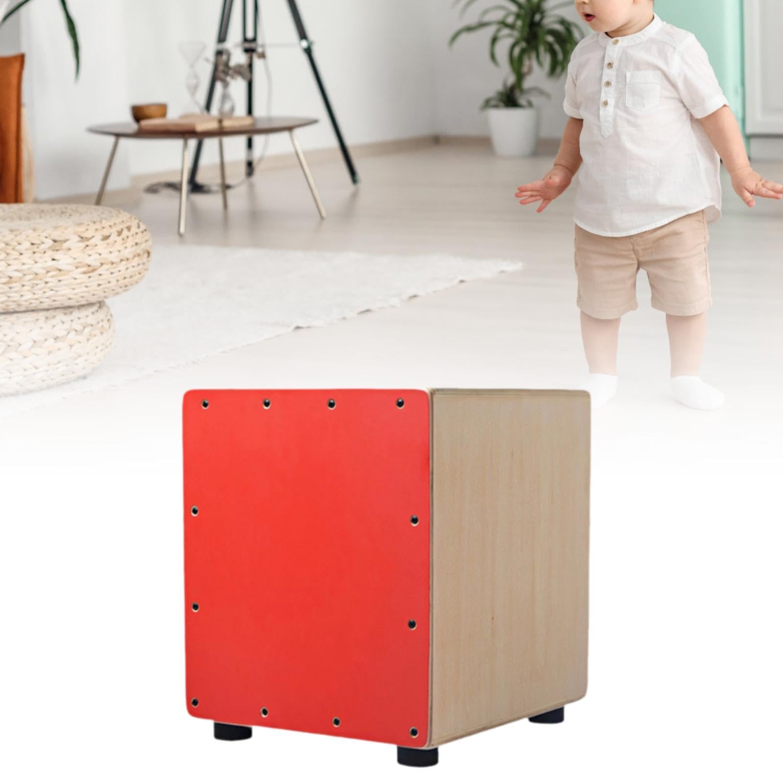 Perfeclan Tambor de Madera para Niños, Instrumento de Percusión, Juguete Educativo, Rojo