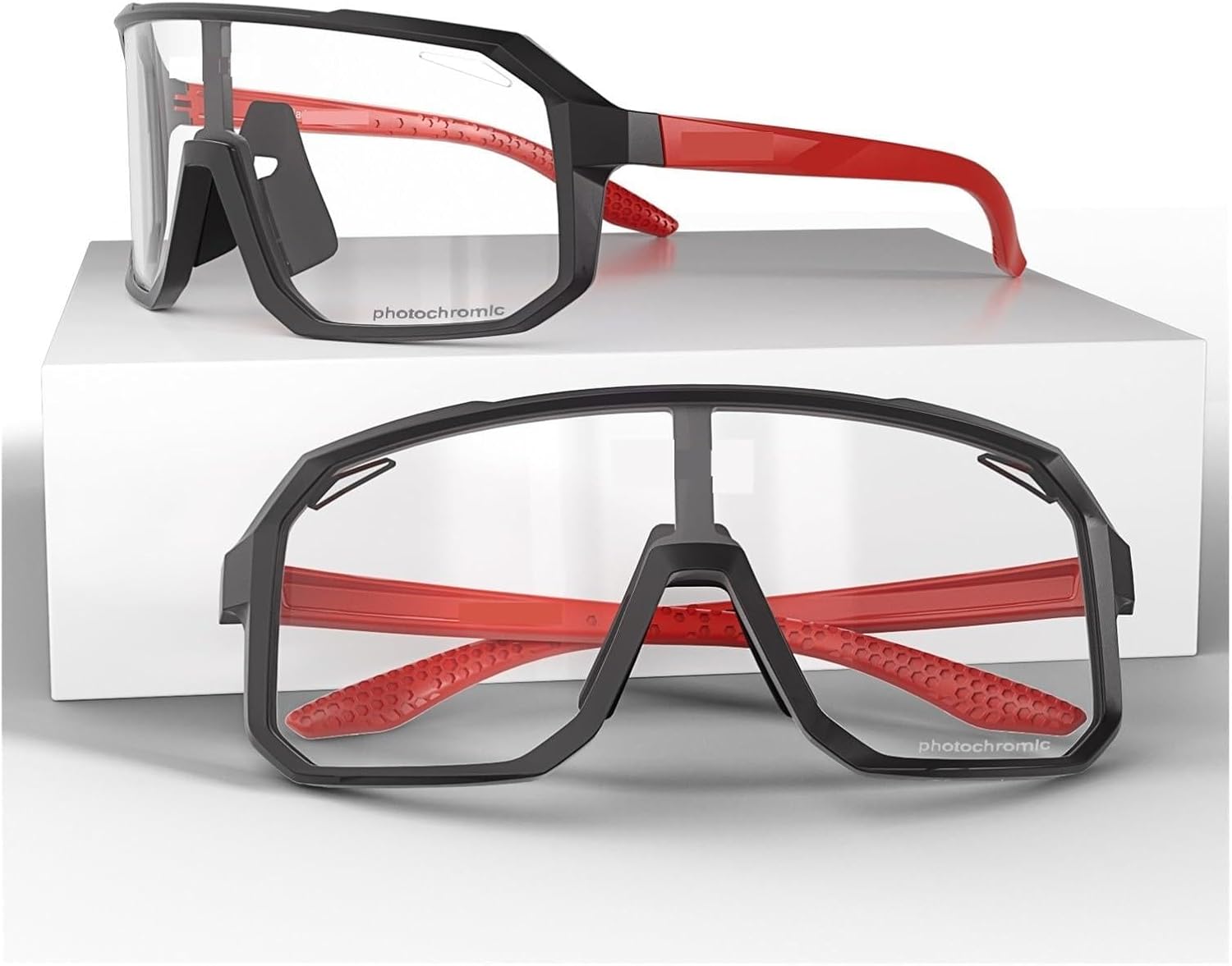 PETRELS Cycling Sunglasses 2 Packs Photochromic Riding Cycling Sunglasses Cycling Glasses Goggles Bike(DZ-S62-PH-0808)