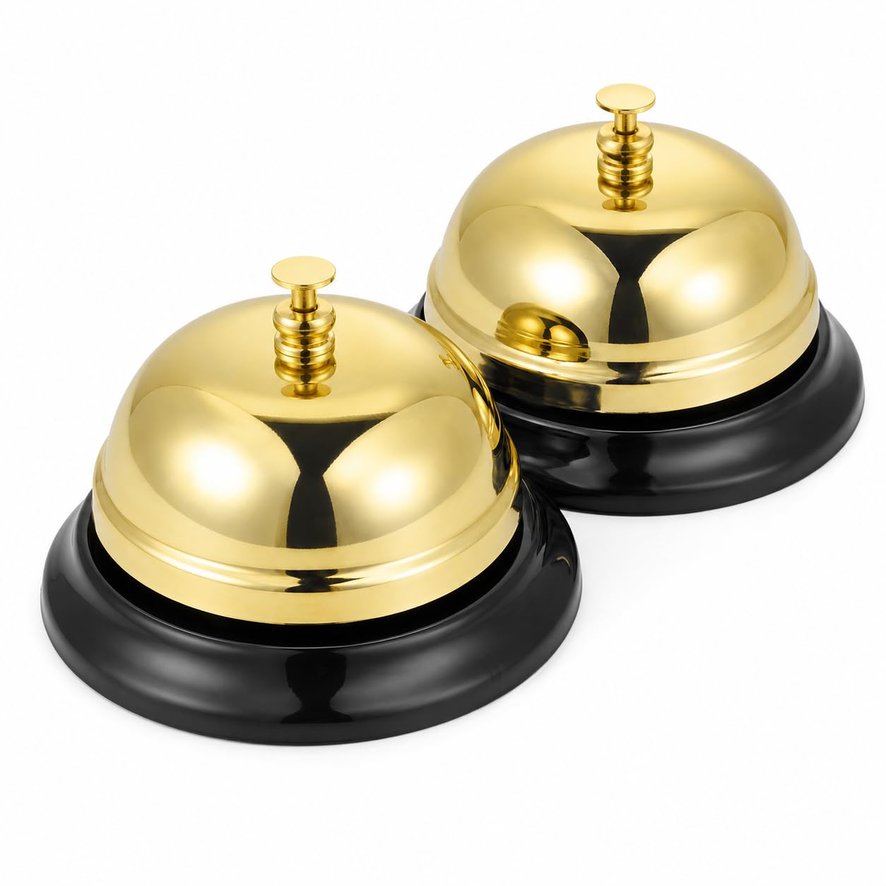 2 Pack of Service Bell Reception Desk Bell Brass Call Bell Counter Bell, Size of 85mm x60 mm, Hotel Restaurant Bar Reception Ring Bell with Non-Slip Base for Service Desk