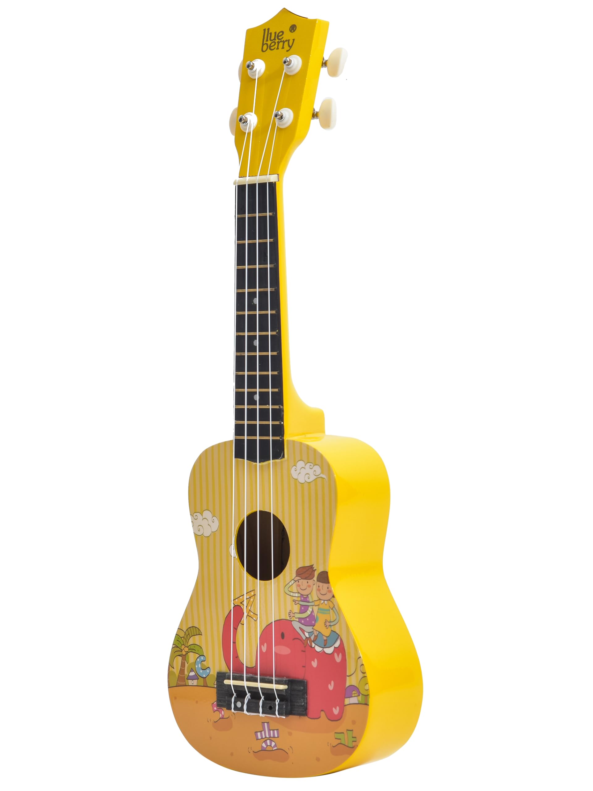 BLUEBERRY UK-42 Gajraj Soprano Ukulele Aquila String Body Sapele and Mahogany, Gloss Finish with 2 Picks - 21 Inch (Bright Yellow) 2