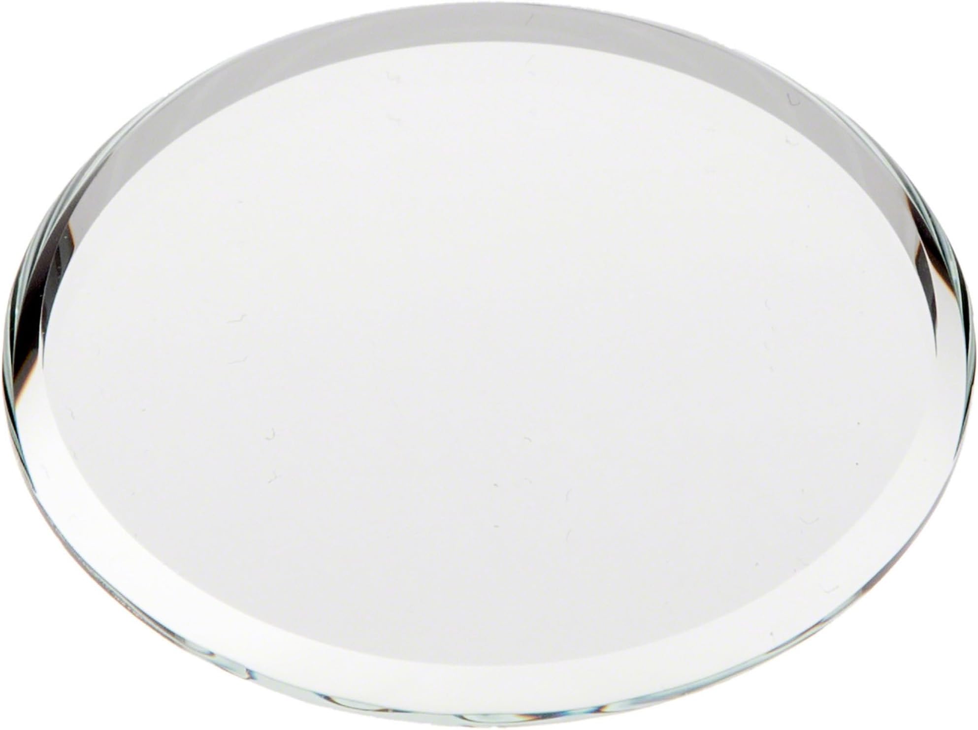 Plymor 2" Round, 3mm Thick Beveled Glass Mirror Circle, Pack of 3