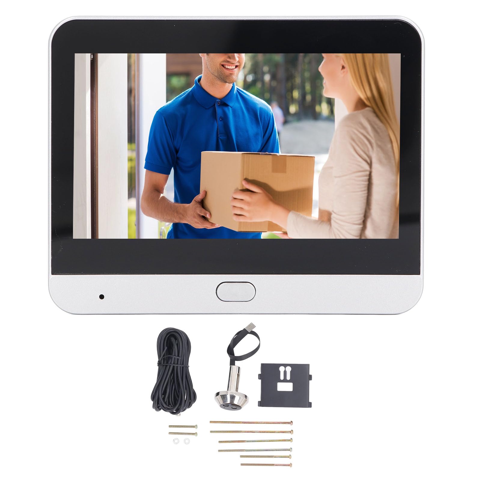 Cryfokt Timbre con Vídeo Inteligente, Cámara de Timbre WiFi Inalámbrica 1080P con Pantalla LCD IPS de 4,3 Pulgadas, Intercomunicador de 2 Vías, Detección de Movimiento PIR, Visión
