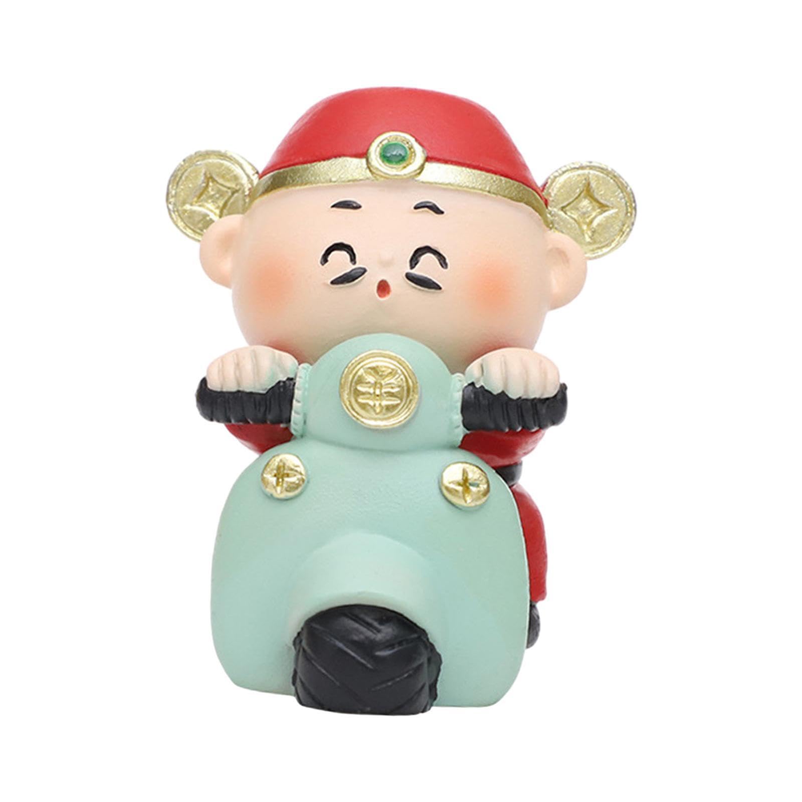 PIXZCSA Chic Desktop Wealth Decor Cute Mini Sculptures Figurine Ornaments And Scene Layout Crafts Restaurants God Of Wealth Ornament Resin Desktop Decoration, Style D