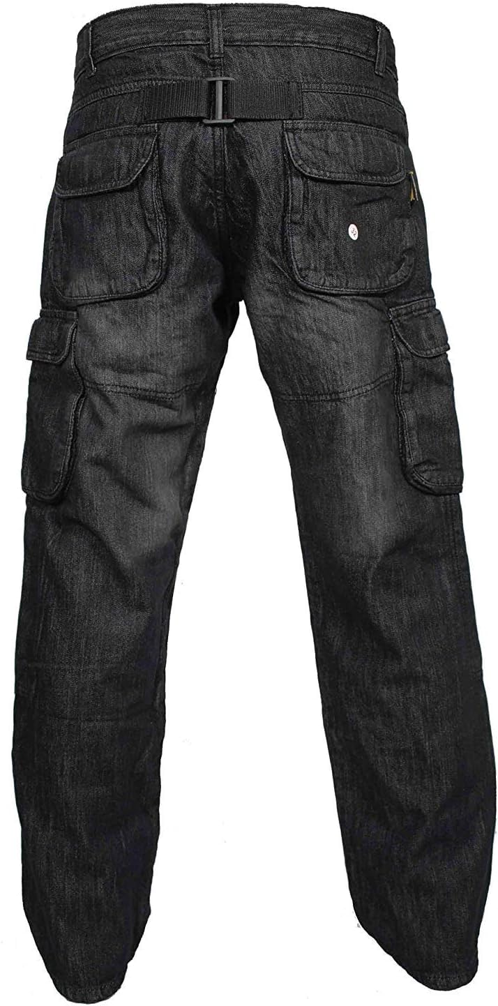 Herren Motorradhose Jeans Cargohose mit Hüft- und Knieprotektoren und schützendem Aramid-Futter Bikerhose für Rennfahrer RP 101/2