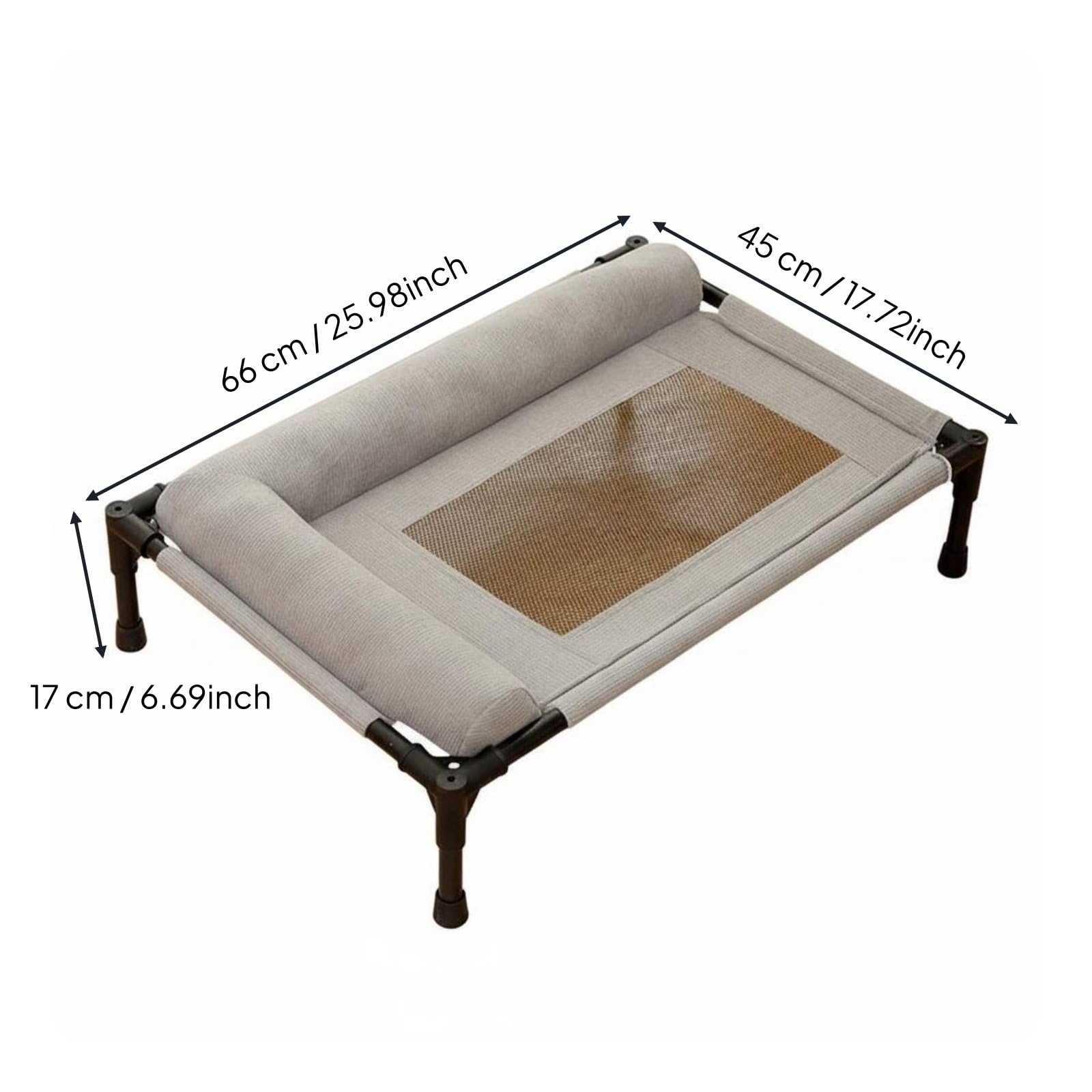 Cuccia Rialzata per Cani, Brandina Lavabile con Telaio Rialzato da Terra, Cuccia Traspirante per Gatti e Cani da Interno e Esterno, Gray, per Giardino, Terrazza, Patio, Gray, M