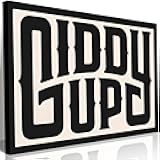 Framed Western Wall Art Vintage Southwestern Canvas Wall Decor Modern Giddy Up Wall Art Southwestern Country Ranch Poster Trendy Cowboy Cowgirl Picture Print for Living Room Bedroom(12x16in)