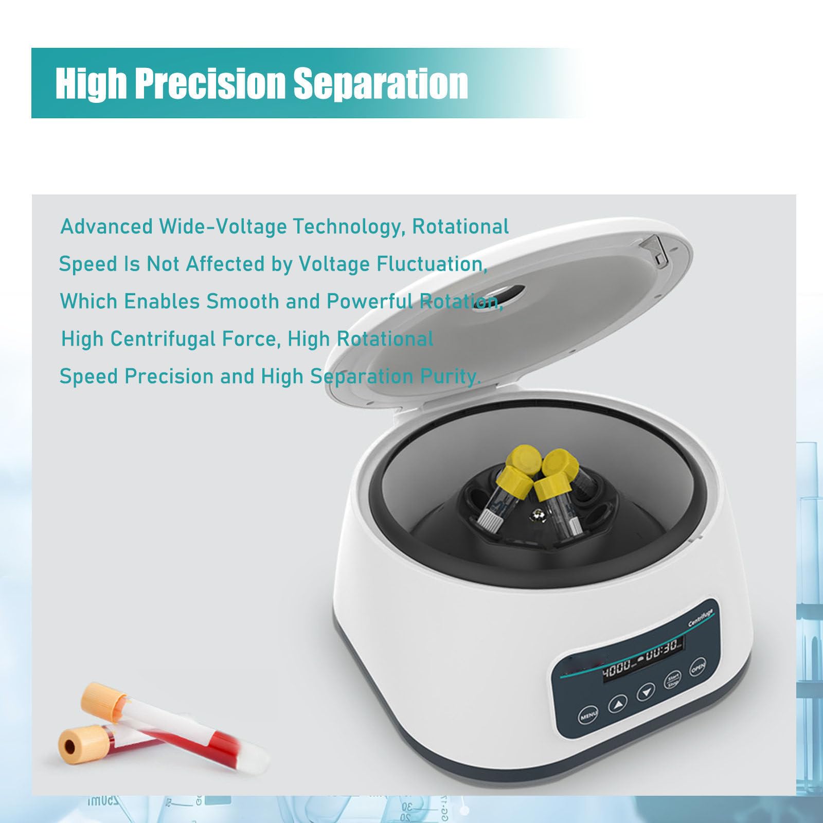Centrifuga da Banco per Laboratorio PRP 8x2ml/5ml/10ml/15ml capacità Provette, Bassa velocità 500-5000rpm/Min, Max 2683xg RCF, Adatta per Pratica Medica Sangue/Siero/Plasma/Grasso,5000rpm