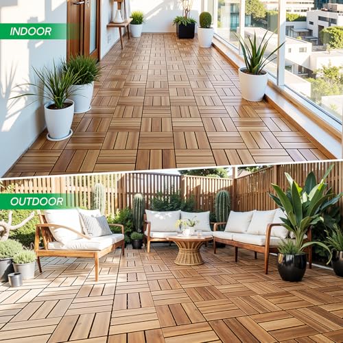 Baldosas de madera de acacia impermeable Idzo con base de drenaje rápido 8