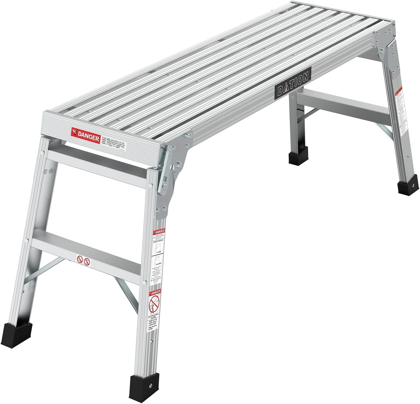 Foldable Aluminum Platform & Step Stool, Non-Slip Folding Work Bench Drywall Stool Ladder 330lbs Capacity, Heavy Duty Portable Bench Ladder Stool for Painting, Car Washing, Decorating