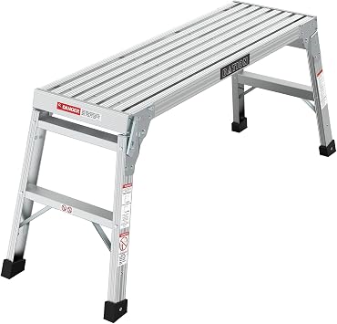 Foldable Aluminum Platform & Step Stool, Non-Slip Folding Work Bench Drywall Stool Ladder 330lbs Capacity, Heavy Duty Portable Bench Ladder Stool for Painting, Car Washing, Decorating