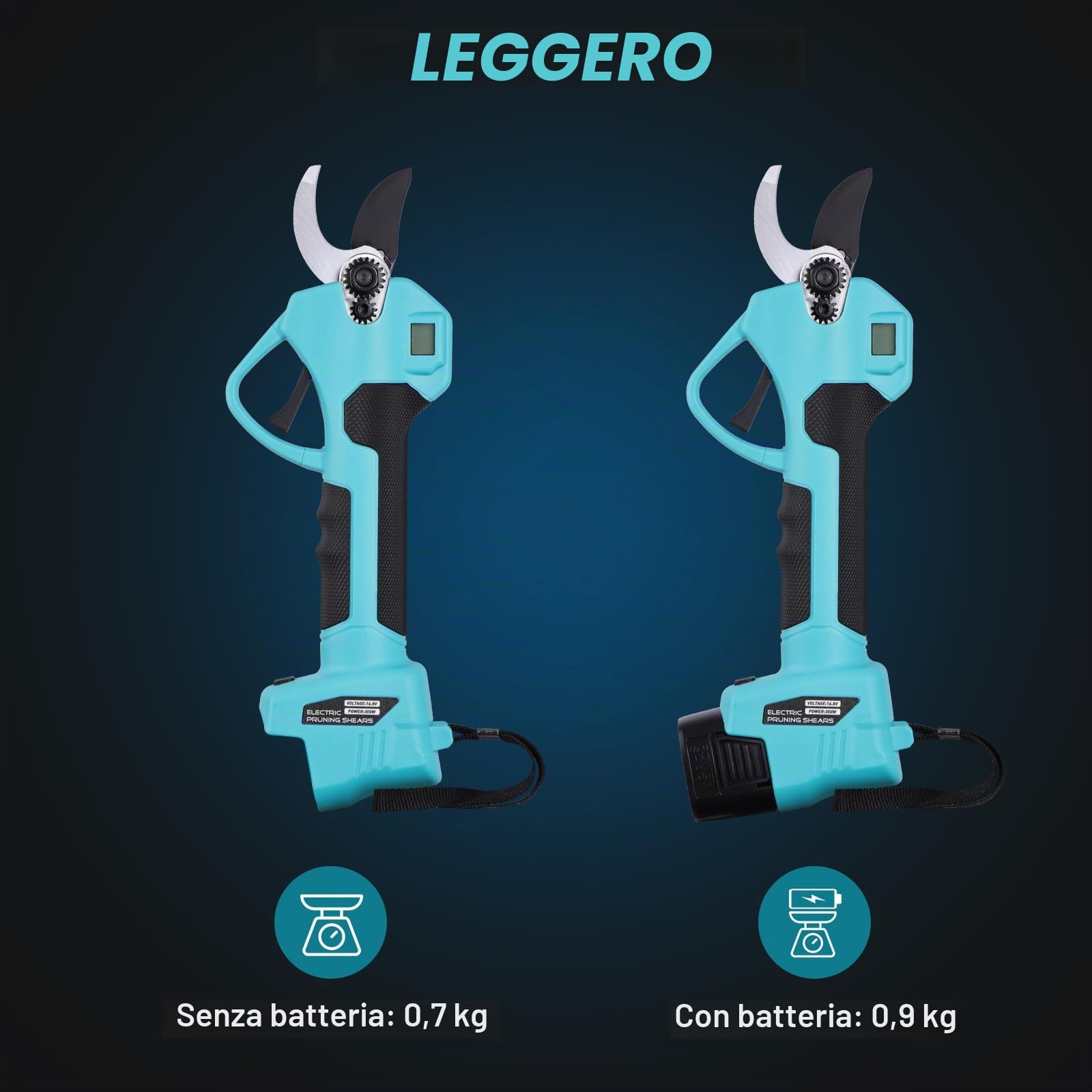 NUZEKY Forbici Potatura Elettriche - 40mm Cesoie Potatura Elettriche Professionali Con 2 21V/2000 mAh Batteria-Forbici a batteria da potatura per potatura per Giardinaggio Albero da Frutta Delle Viti