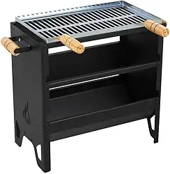 Churrasqueira Dupla à Carvão Grelha de Aço – Campeira Móvel Compacta para Apartamento, Ideal para Churrasco e Espetos ao Ar Livre, Varanda e Piquenique