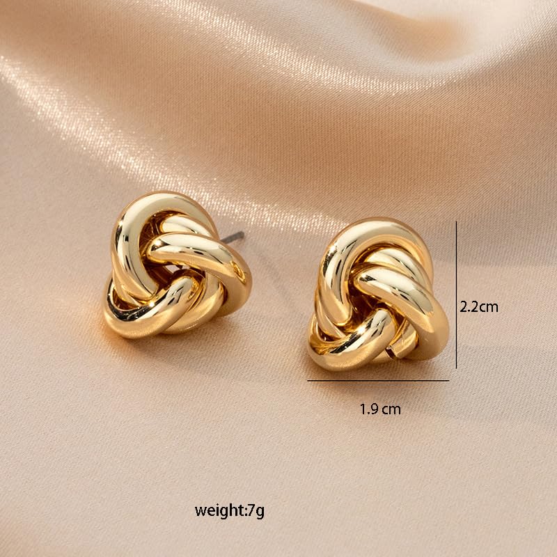 Gold Plated Knot Stud Earrings, Classic Love Knot Design, Fashion Statement Jewelry2