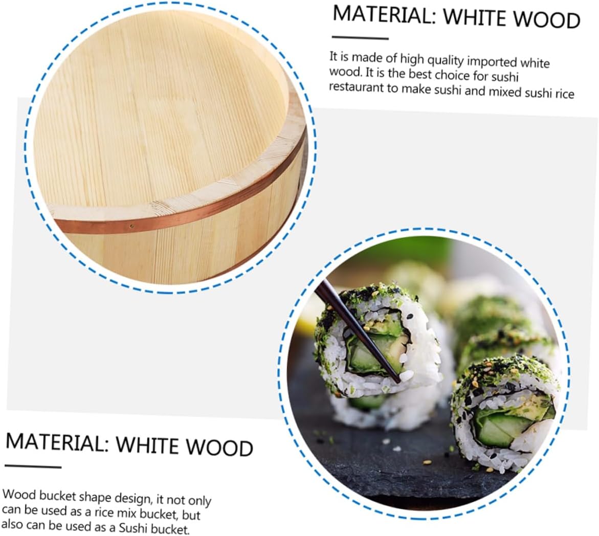 Wooden Sushi Rice Mixing Tub Traditional Japanese Hangiri Bowl Food-Grade Natural Wood for Sushi Making and Rice Dishes for Home Chefs