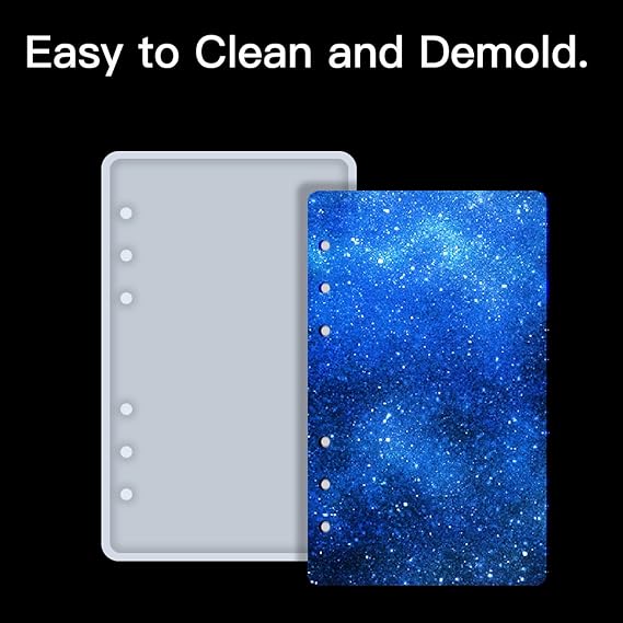 5-Piece Full-Featured Notebook Resin Casting Molds Kit - Includes 2 PCS A6 Silicone Molds for Resin Book Cover, 2 Pcs Three-Ring Book Binder Rings, 1 Pack Refill Paper
