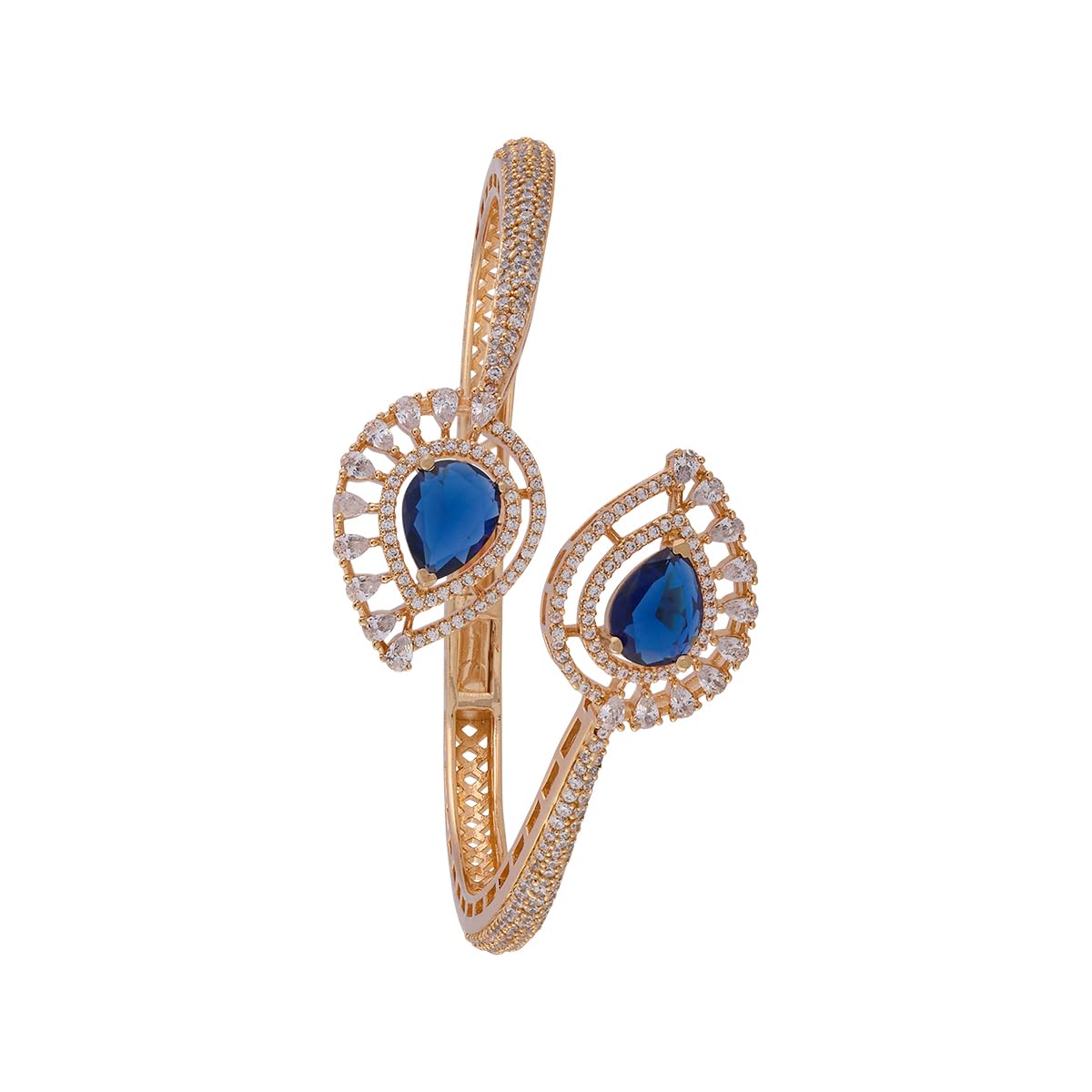 Fashion Jewellery Ruby Gold Rose Plated Zircon Kada for Women with Secure Lock, Party, Bridal & Occasion Wear-image-20