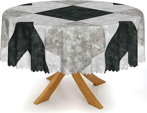 Vista 42 de Mantel redondo con patrón de fondo de mármol, a prueba de derrames, antiencogimiento, suave y resistente a las arrugas, mantel de tela decorativa