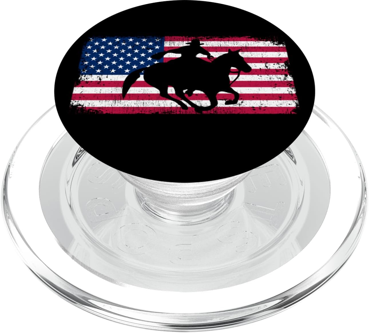 Barrel Racing Galloping Horse American Flag Design PopSockets MagSafe PopGrip for iPhone