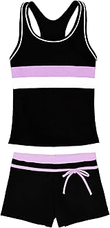 Little Girls' Summer Swimwear Two Piece Boyshort Tankini Kids Swimsuit