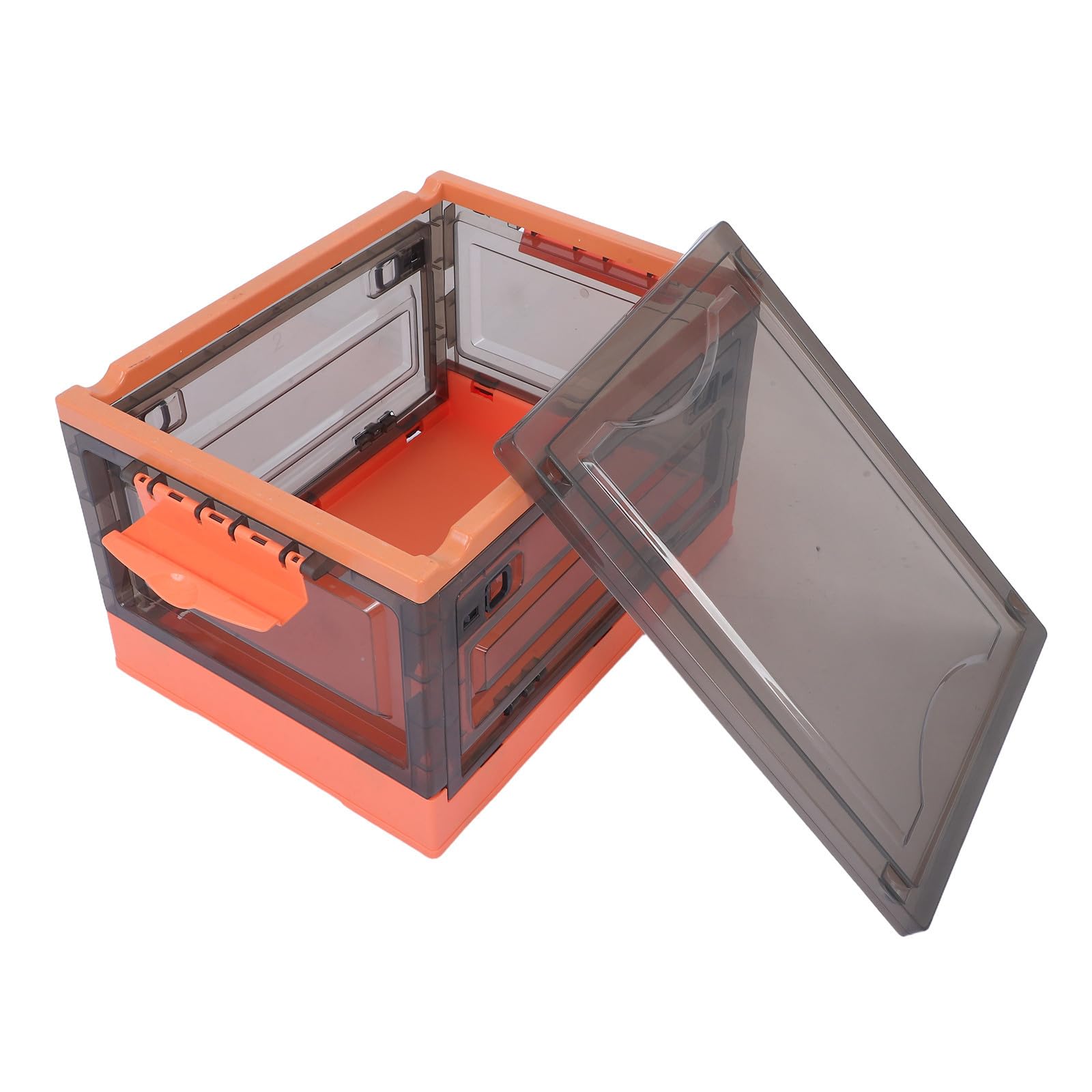 Caja de Almacenamiento Plegable de 29 Litros con Ruedas y Tapa Naranja