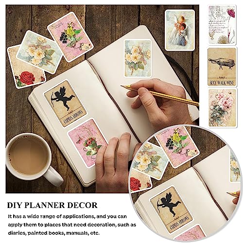 Image of Aesthetic Vintage Vinyl Journal Stickers for Phone Case, Laptop, Notebook, Dairy, Water Bottle, Etc Self-Adhesive Stickers Set of 50 Glossy and Waterproof Stickers (Vintage Theme, 23 cms)